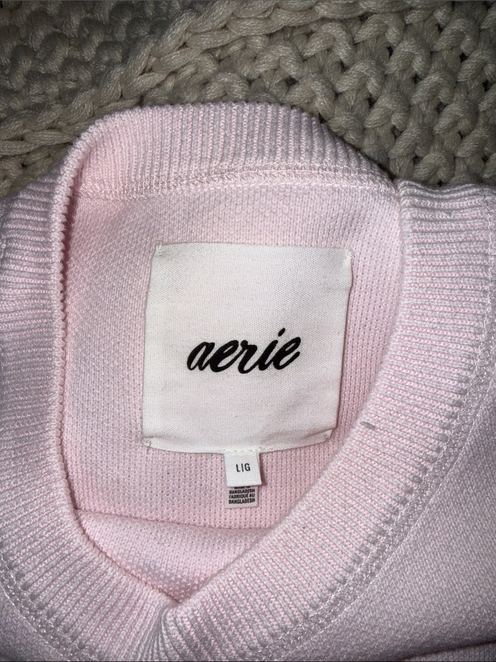 aerie baby pink 100% cotton crewneck sweater - Picture 2 of 4